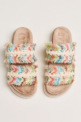 MOU Fringe Strap Slide Sandals