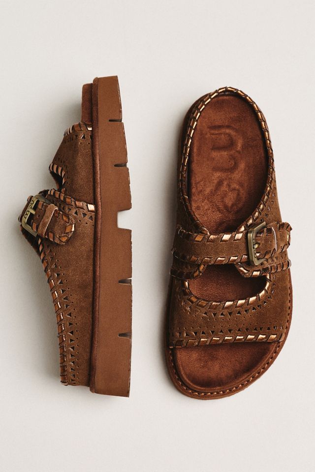 MOU Whipstitch Cutout Slide Sandals #1