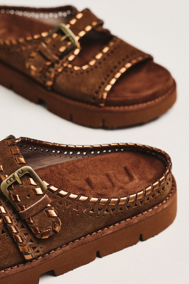 MOU Whipstitch Cutout Slide Sandals #2