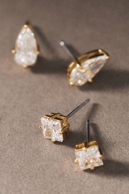 NADRI Lucia Duo Cubic Zirconia Stud Earrings, Set of 2