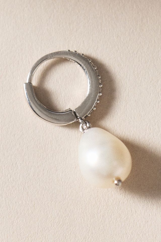 NADRI Madrid Freshwater Pearl Drop Hoop Earrings #1