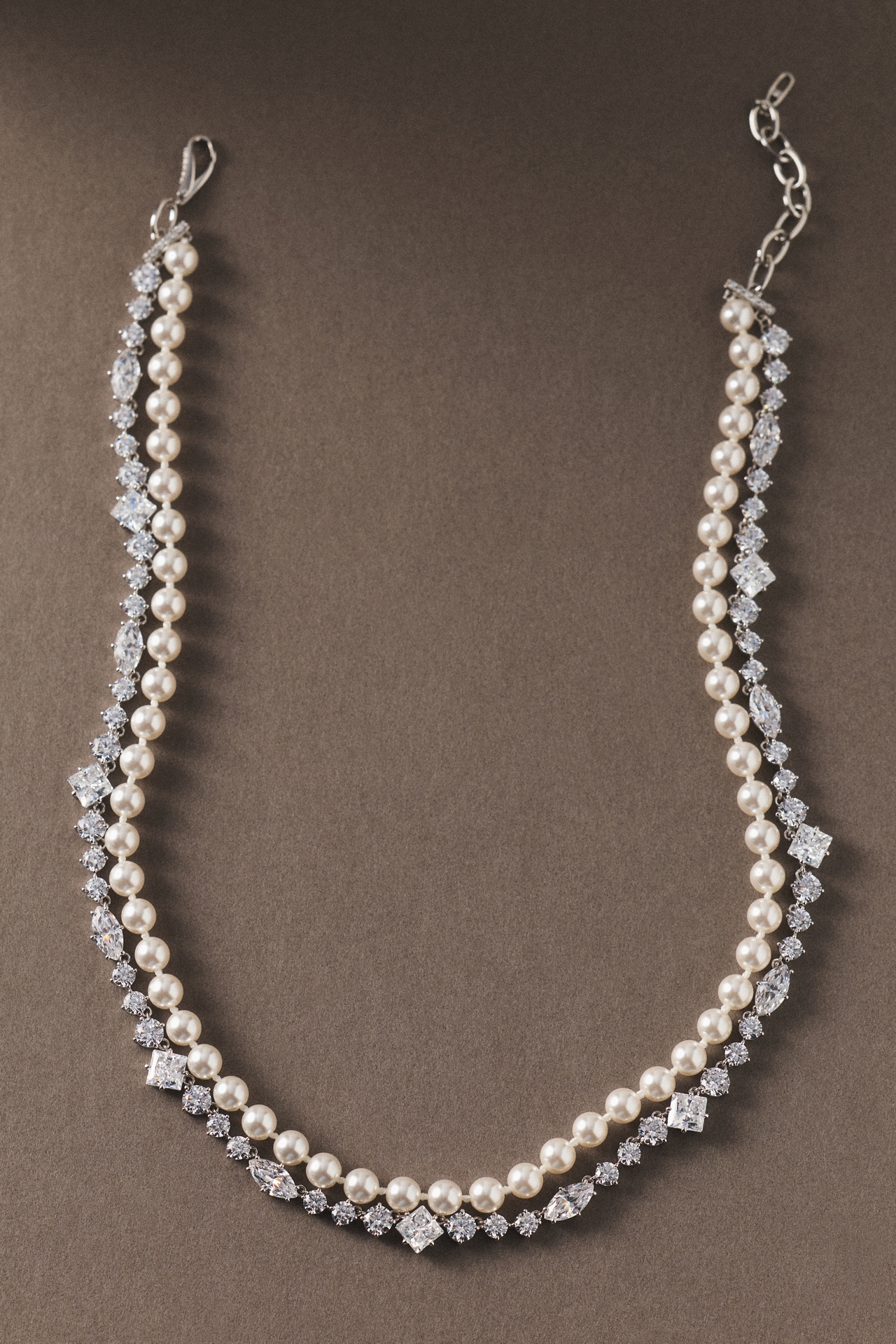 NADRI Freshwater Pearl and Cubic Zirconia Layered Choker Necklace