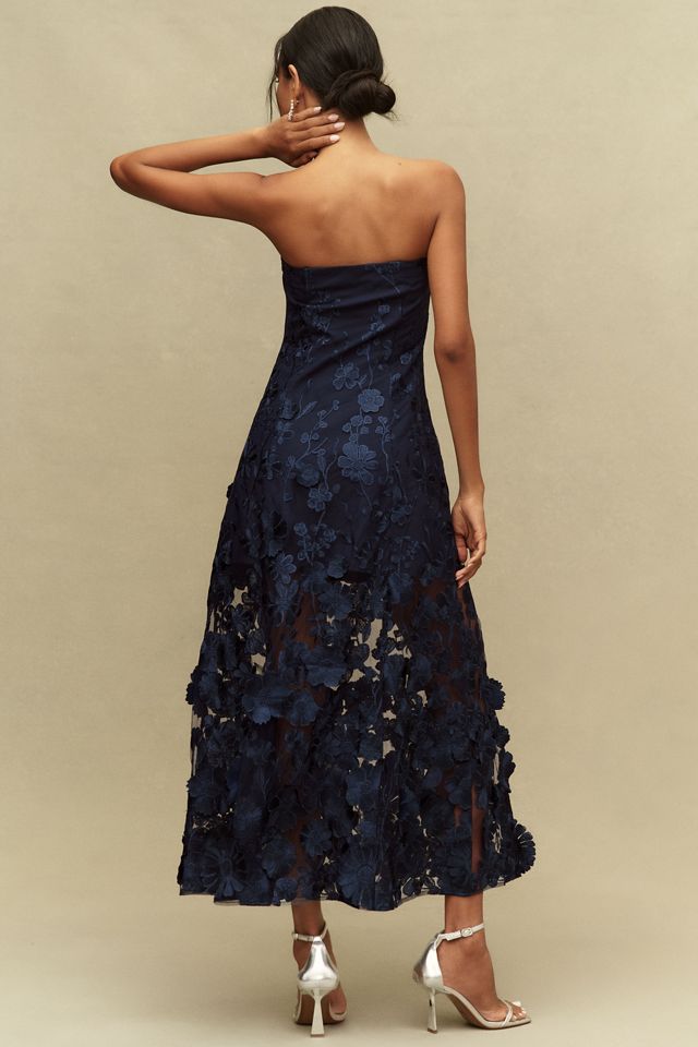 Endless Rose 3D Floral Strapless Maxi Dress | Anthropologie