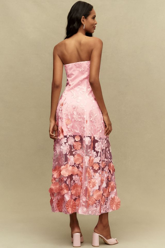 green emerald velvet dress Strapless 3D Applique Midi Dress  Endless Rose