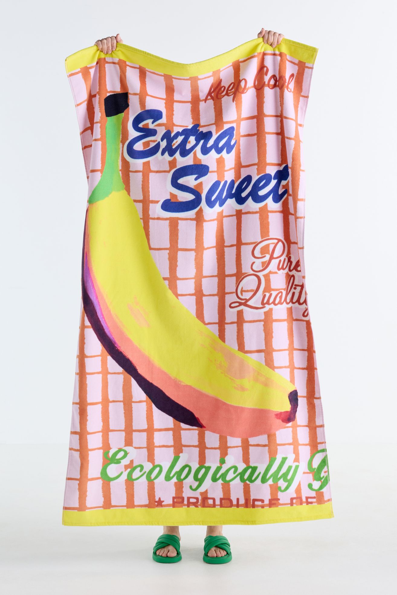 Cotton Woven Vintage Fruit Poster Beach Towel - Banana, Beach Towel