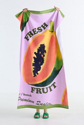 Cotton Woven Vintage Fruit Poster Beach Towel