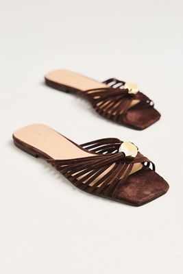 Strappy Square-Toe Slide Sandals