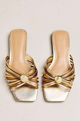 Strappy Square-Toe Slide Sandals