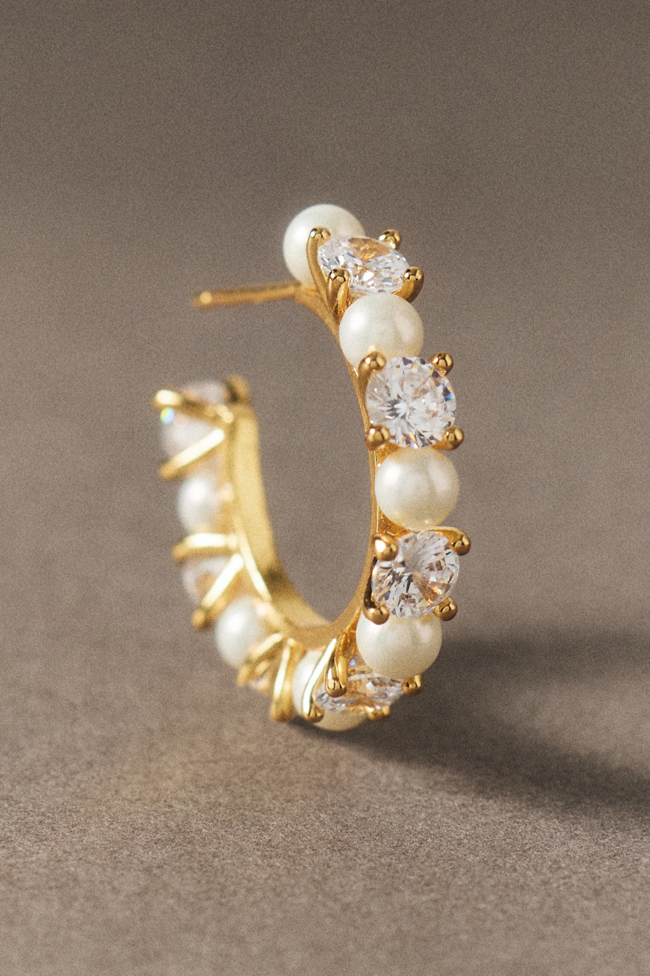 Crystal Pearl Hoop Earrings