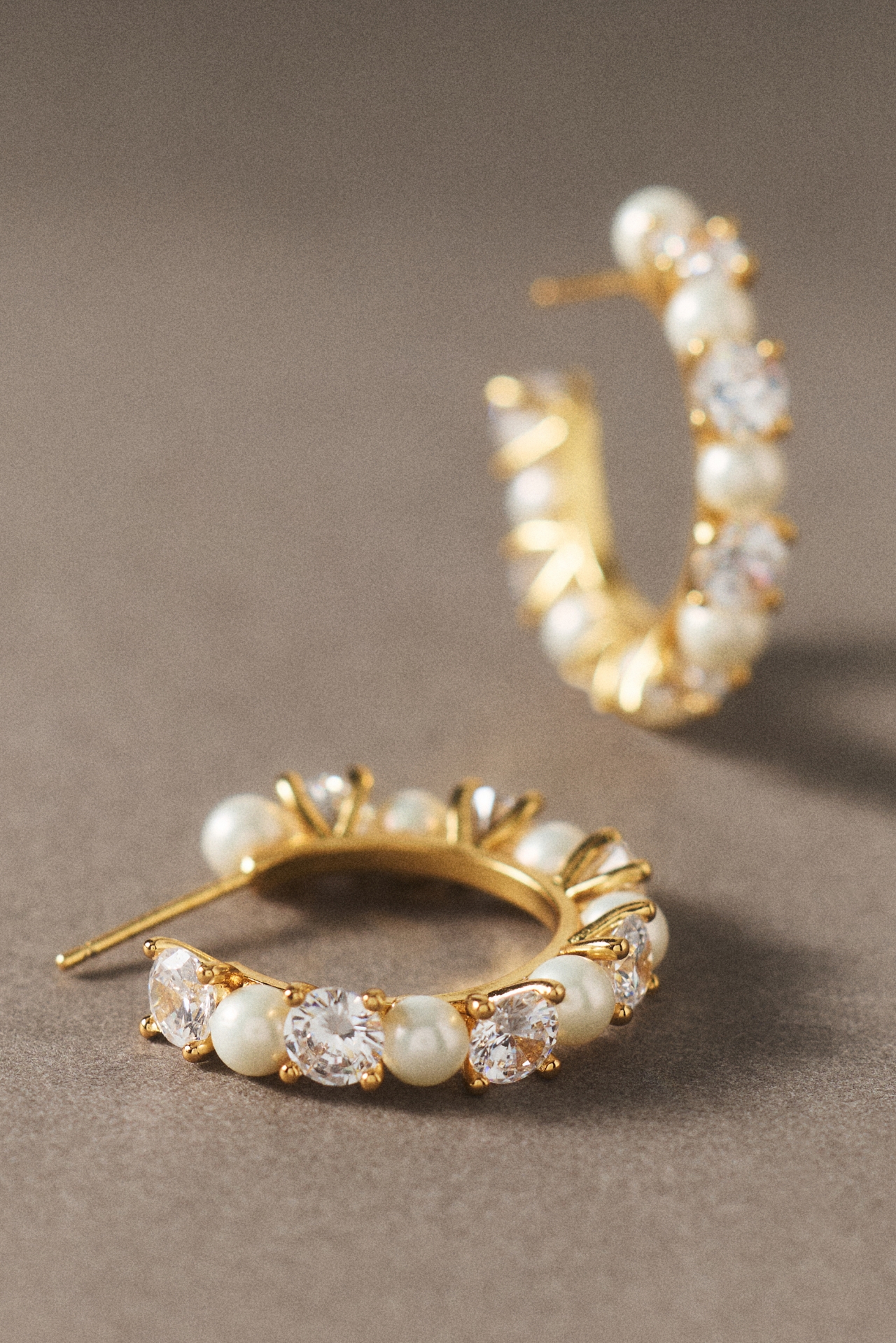Crystal Pearl Hoop Earrings