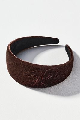 By Anthropologie Wide Velvet Headband In Brown