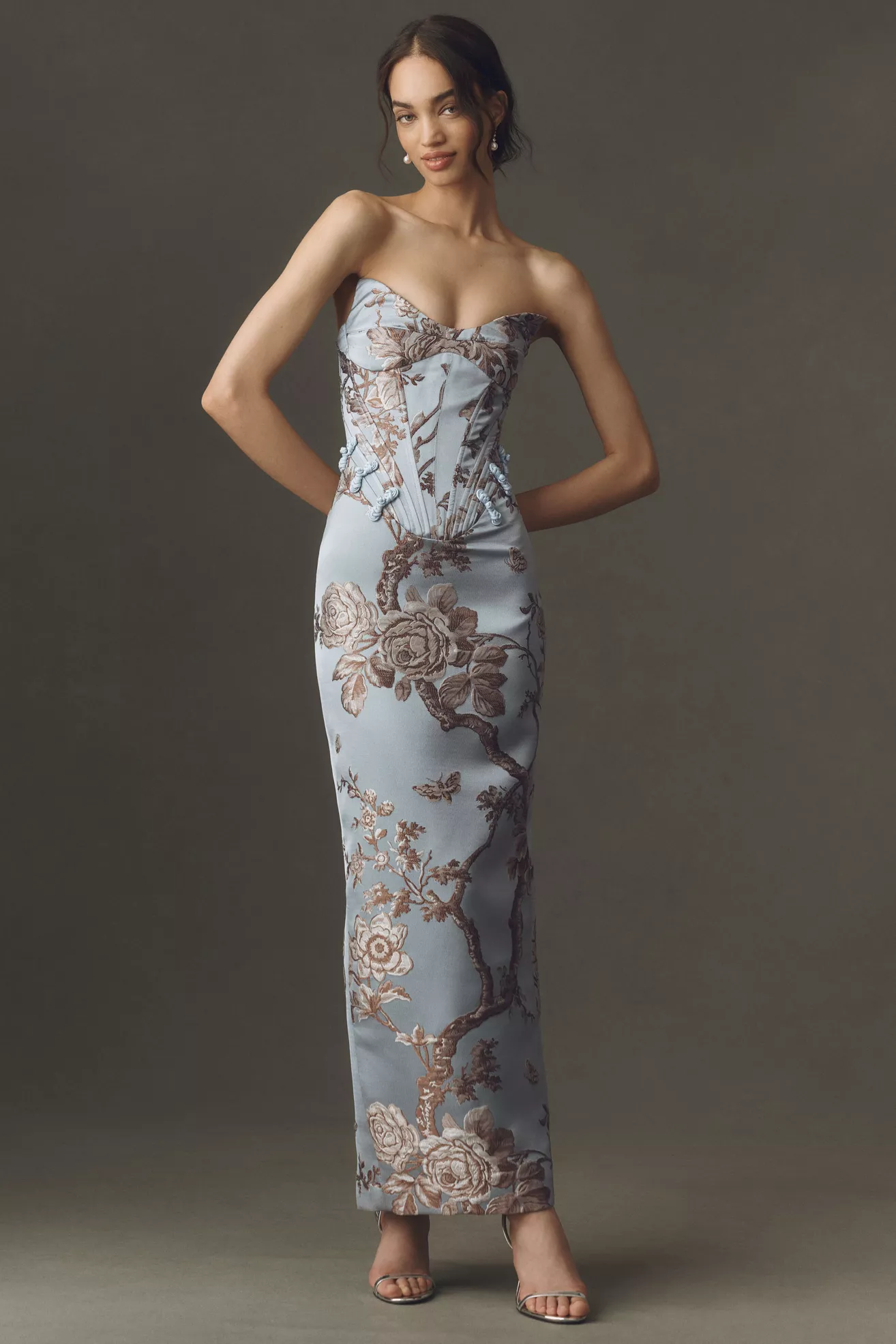 SAU LEE Novella Brocade Maxi Dress