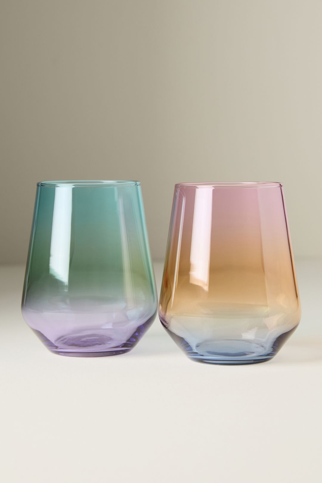Alba Stemless Wine Glasses, Set of 4 - Turquoise, Set Of 4