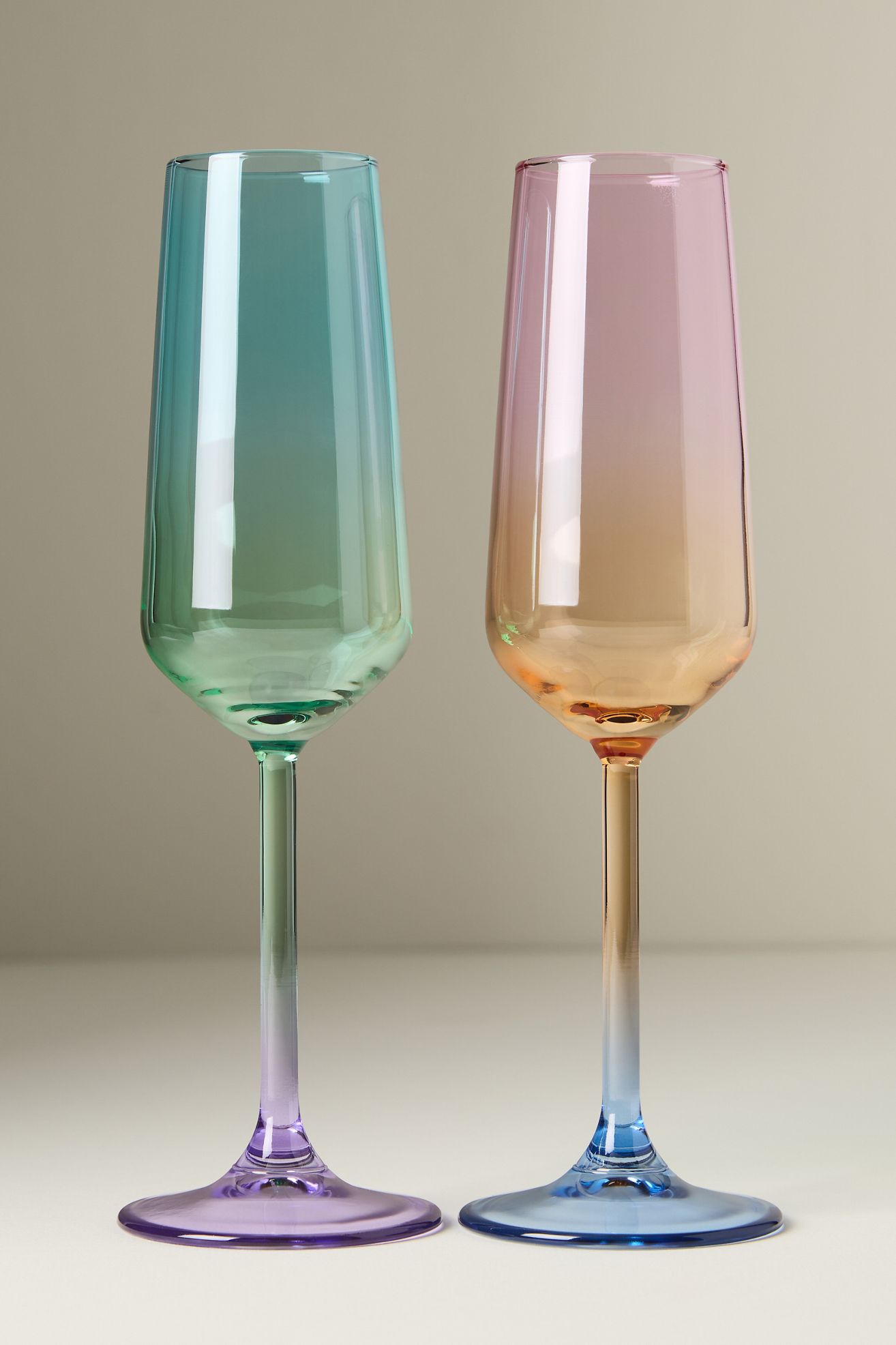 Alba Flute Glasses, Set of 4 - Turquoise, Set Of 4