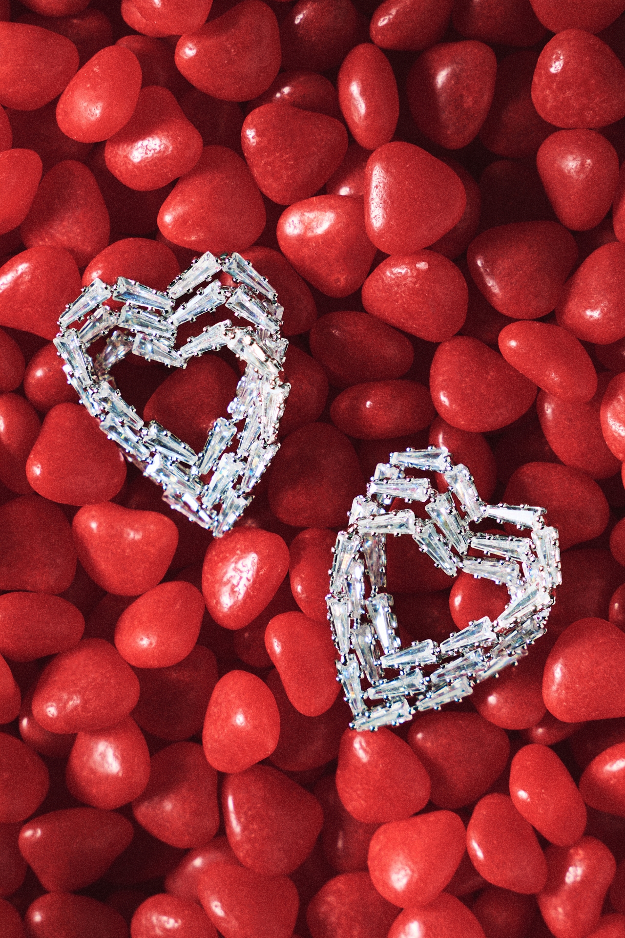 Layered Crystal Heart Earrings