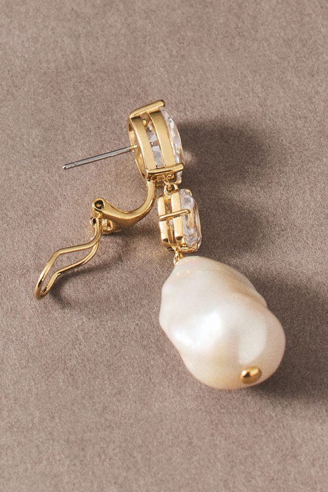 NADRI Crystal Pearl Drop Earrings #2