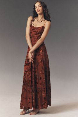 BHLDN Amelia Deep-V Stretch Velvet Maxi Dress | Anthropologie