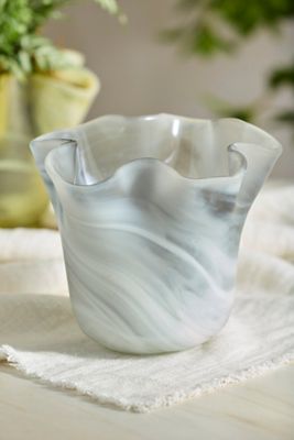 Marbled Glass Ruffle Planter