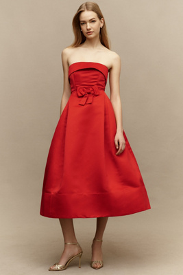 BHLDN Bow Strapless Midi Dress | Anthropologie