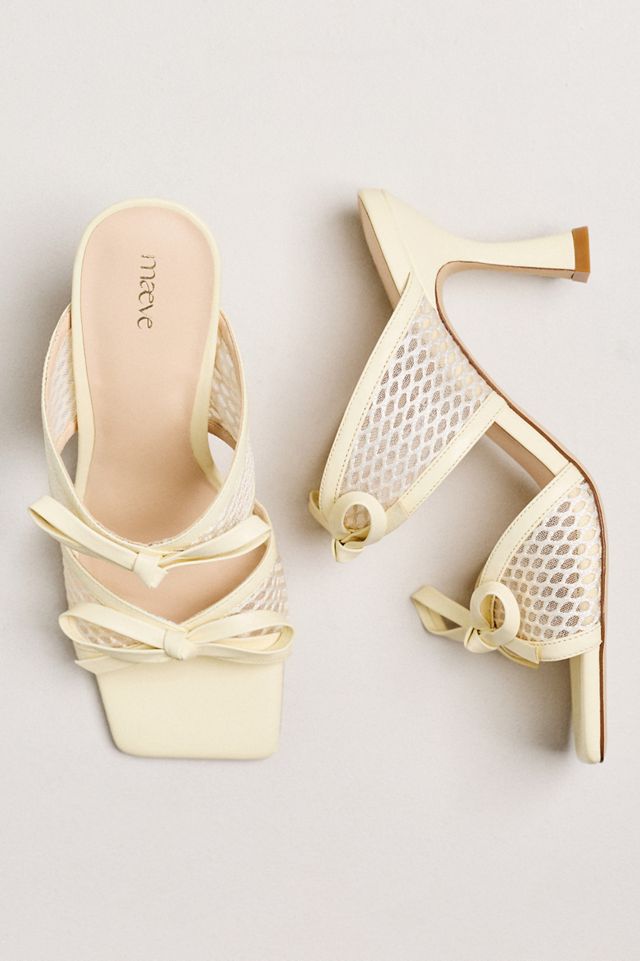 Maeve Mesh Double-Bow Open-Toe Heels #2