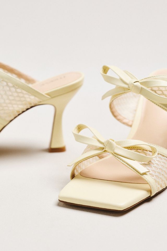 Maeve Mesh Double-Bow Open-Toe Heels #3