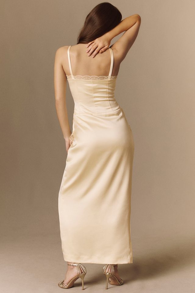 BHLDN Satin and Lace Maxi Dress | Anthropologie