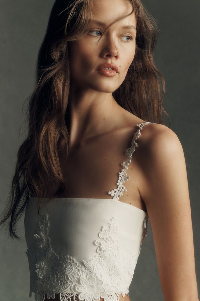 Retrofete Dextra Lace Appliqué Bridal Corset Top | Anthropologie