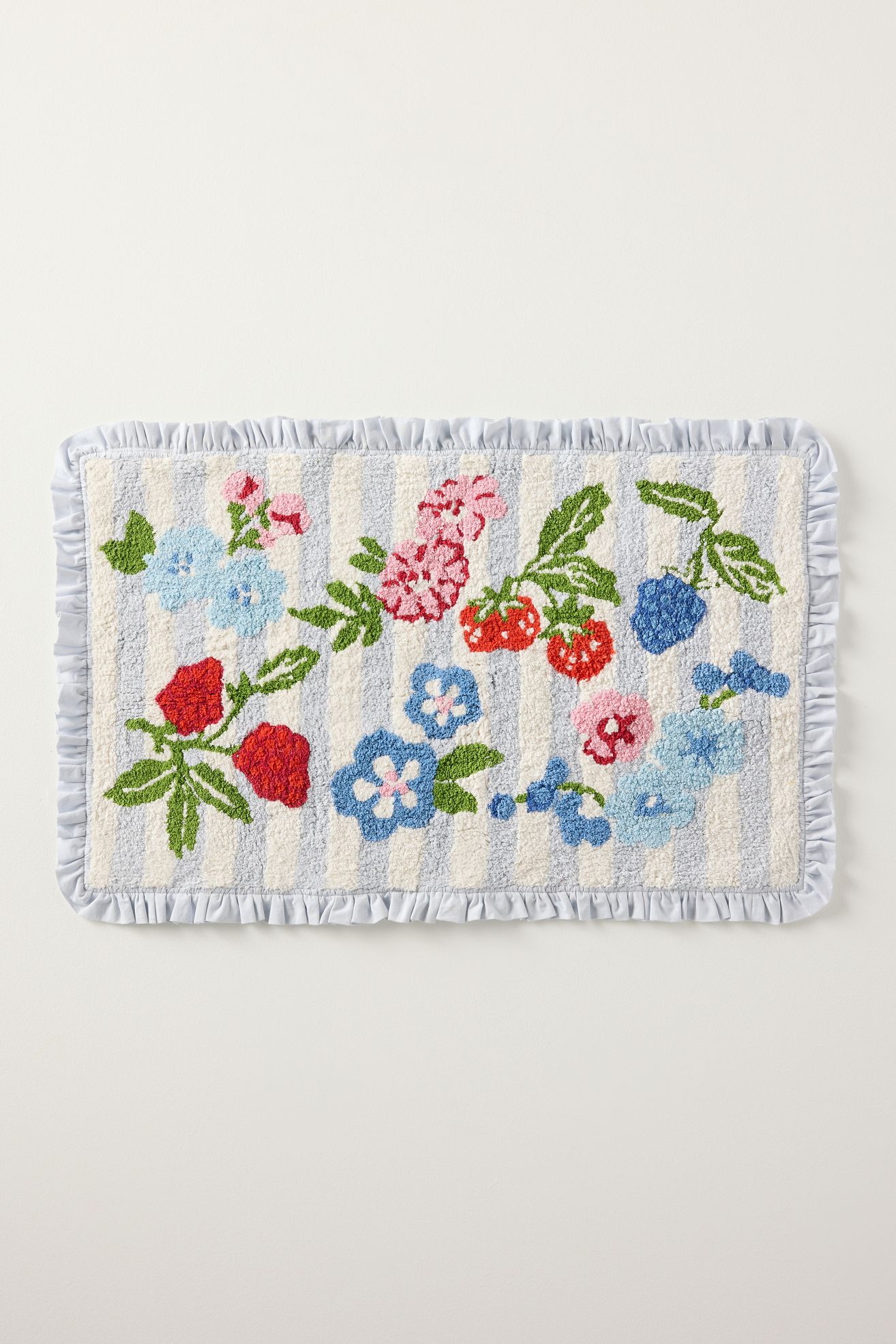 Astrid Cotton Tufted Ruffle Bathmat - Light Blue, 21" X 34"