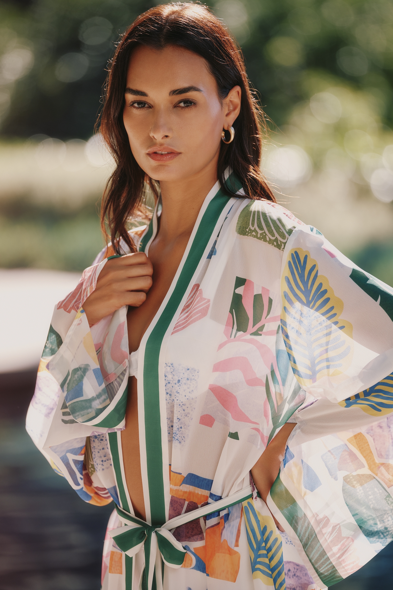 By Anthropologie Patterned Tie-Front Kaftan