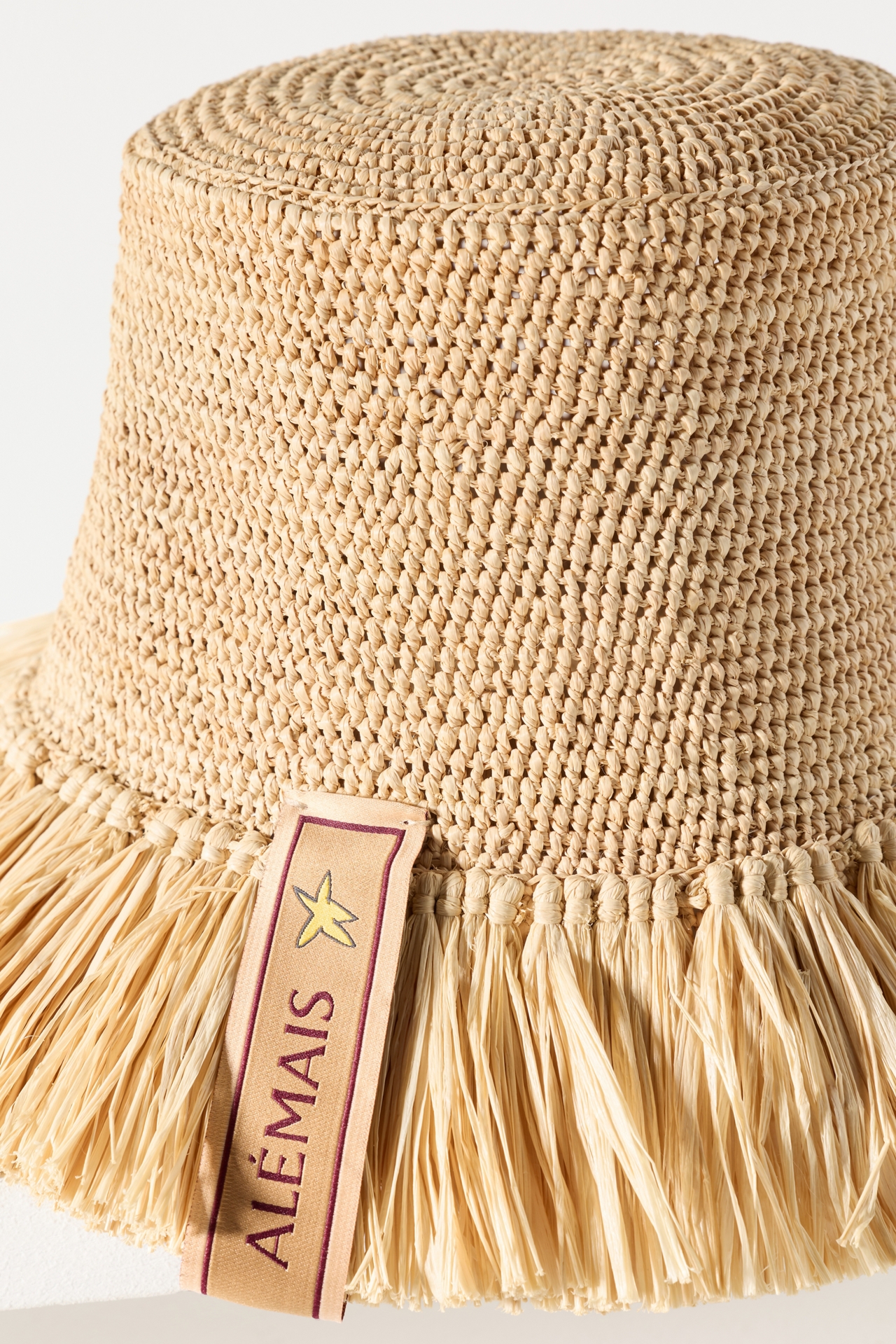 ALÉMAIS Michelle Raffia Fringed Bucket Hat