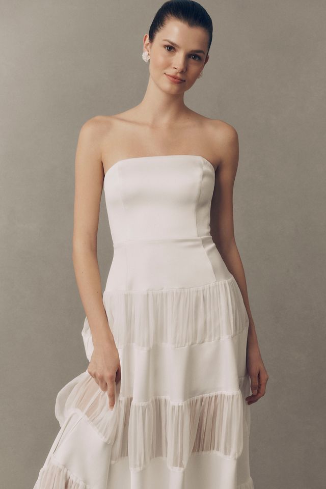 BHLDN Satin Strapless Maxi Dress #2