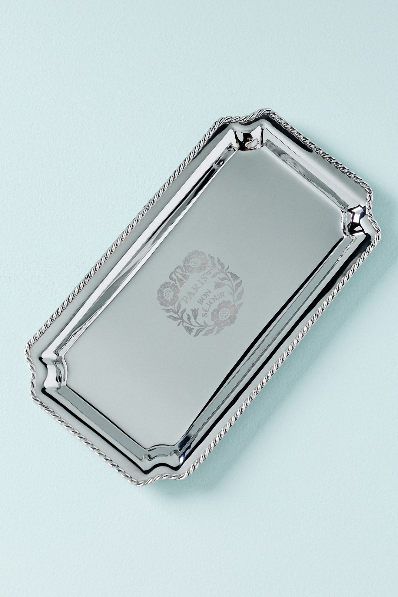 Hotel Metal Etched Tray - Silver, One Size