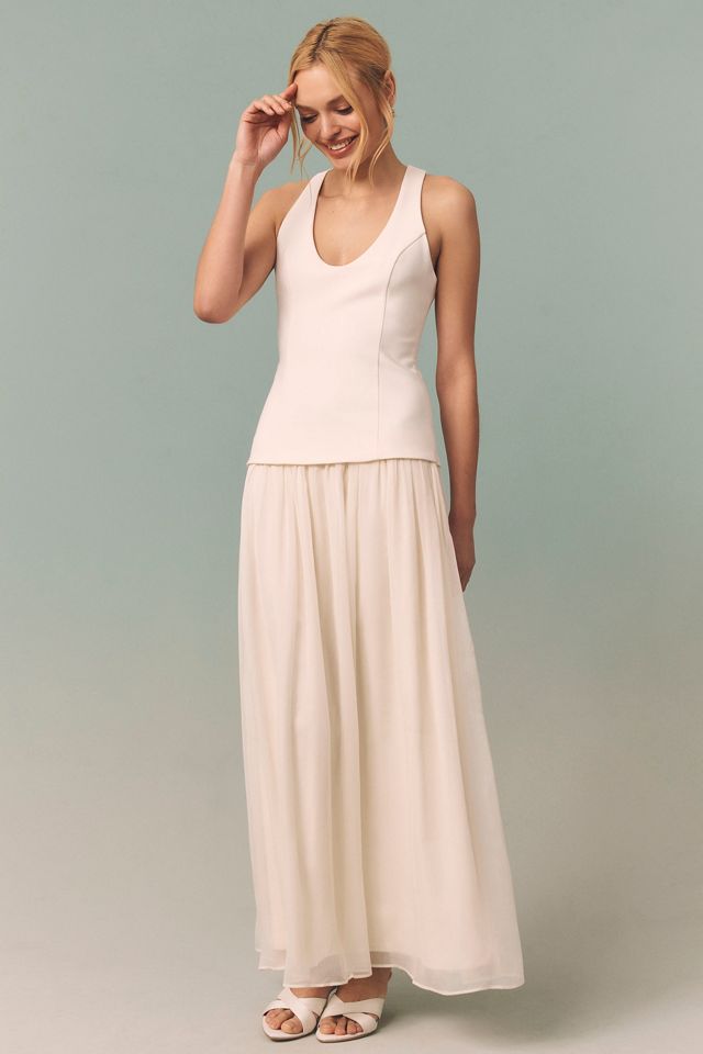 BHLDN Scoop-Neck Twofer Maxi Dress #3