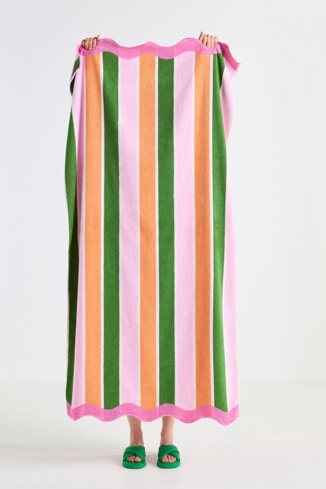 Maeve Cotton Woven Stripe Wavy Edge Beach Towel #1