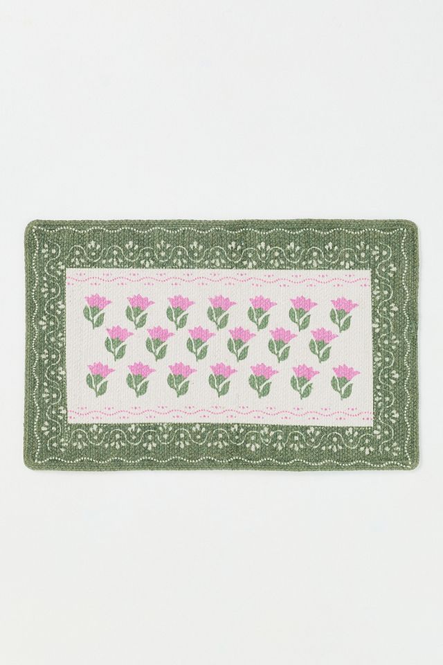 Ivy Cotton Printed Floral Bath Mat #1