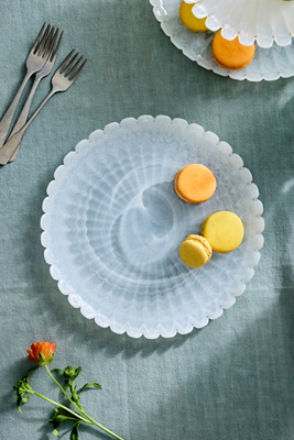 Scalloped Pearly Glass Plate