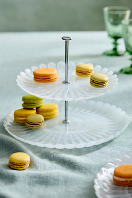 Scalloped Pearly Glass Serving Stand