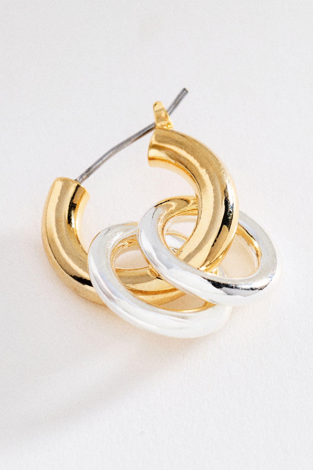 Two-Tone Interlock Hoop Earrings
