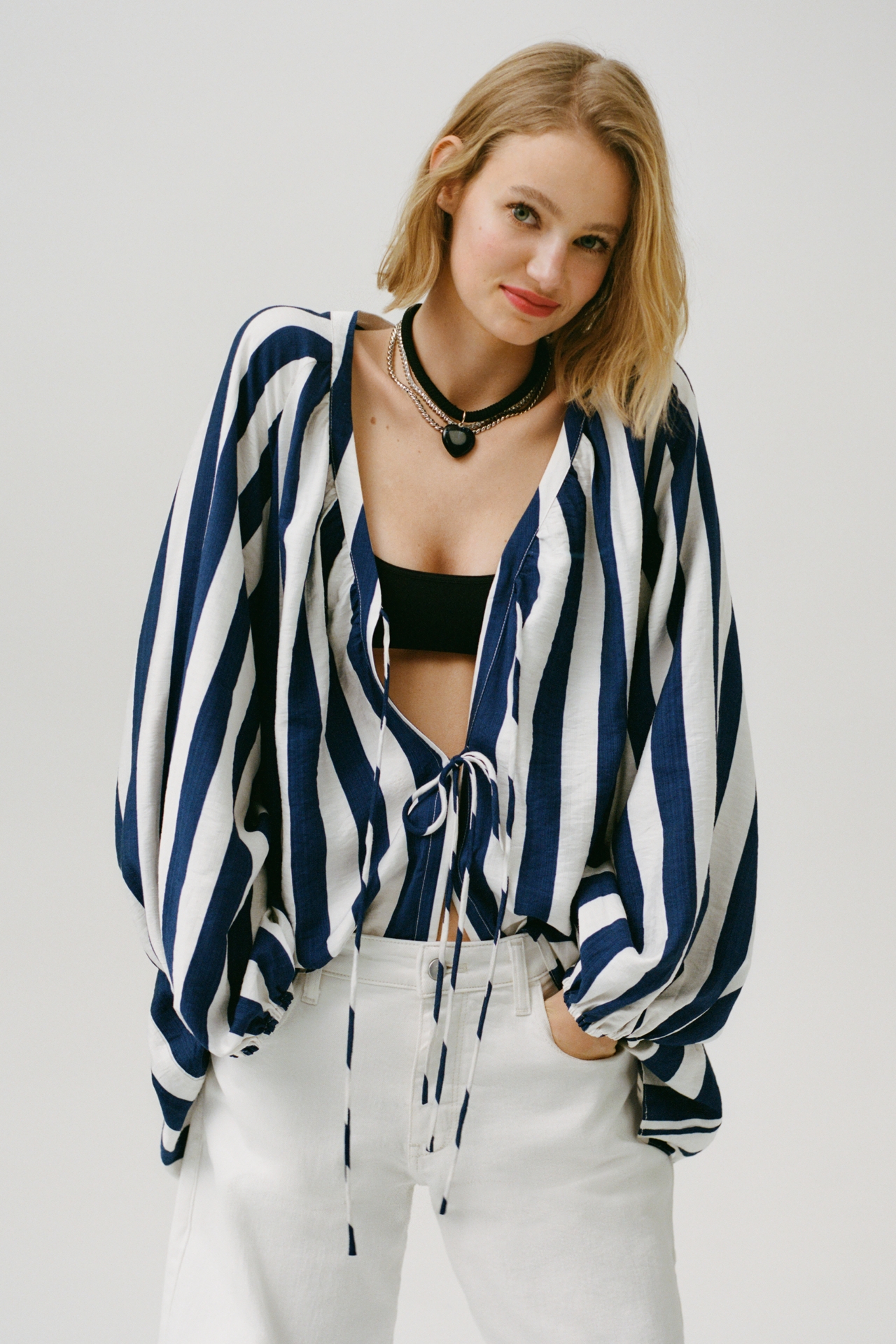 Maeve Striped Tie-Front Tunic