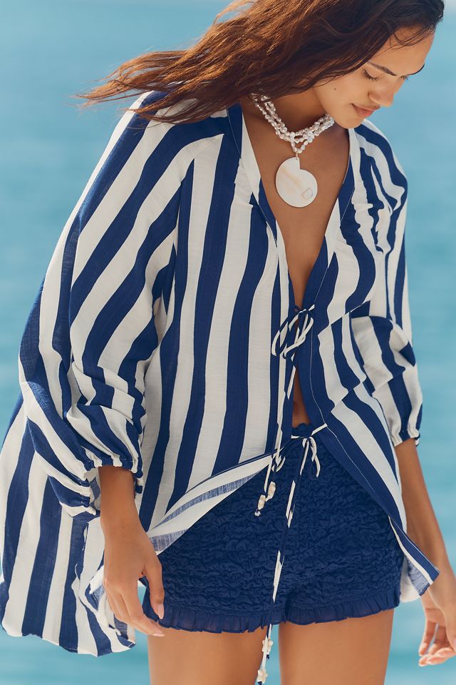 Maeve Striped Tie-Front Tunic | Anthropologie