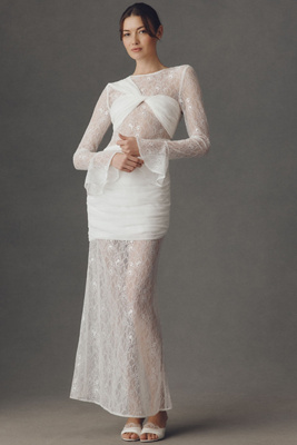 Elliatt Vivette Draped Lace Maxi Dress | Anthropologie