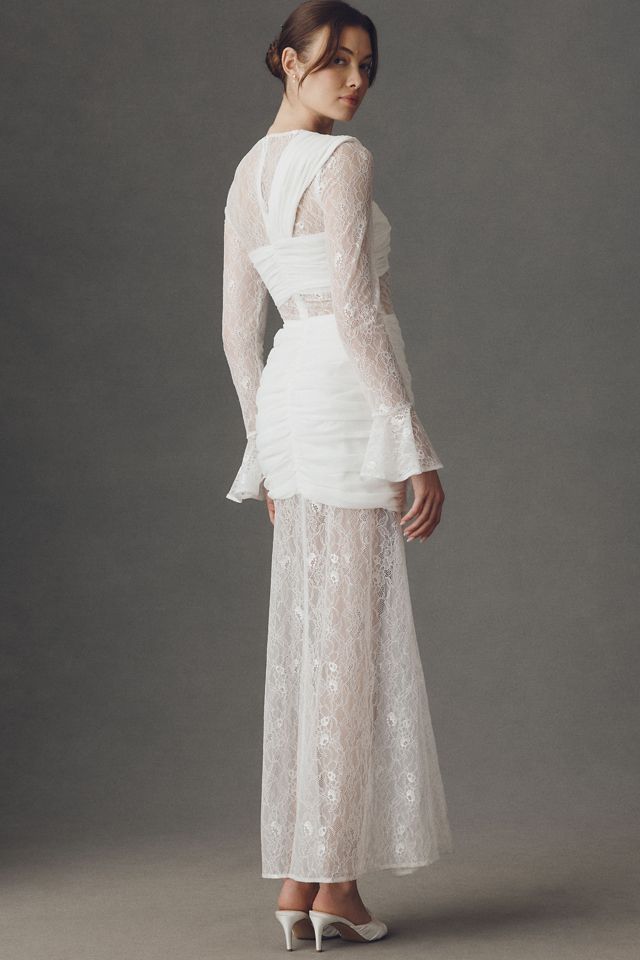 white vintage dress lace Anna lace- 1950s vintage dress with pleat at back – heartmycloset