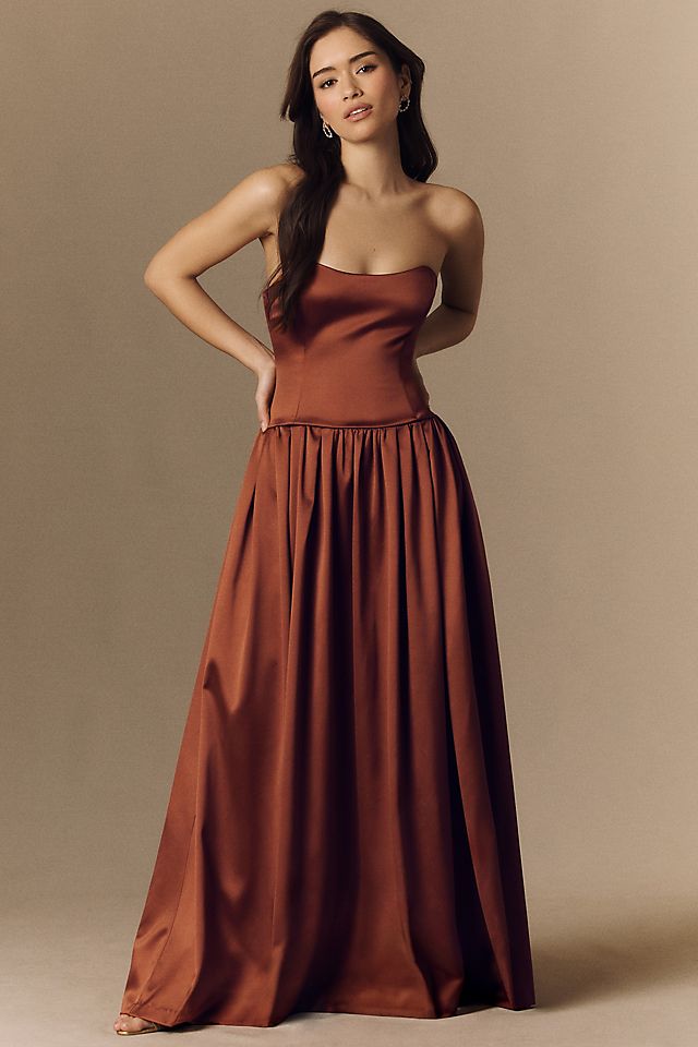 bhldn mia strapless satin column maxi dress Bhldn Mia Strapless Satin Column