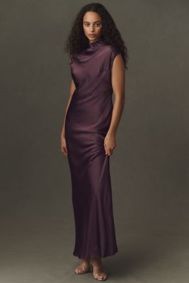 purple silk dress Lavender Slip for Women Open Back Drawstring Sexy Flowy Dre – shinydress length skirt flows effortlessly Purple Satin Dress With Ruched