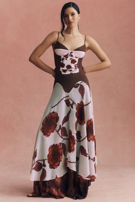 Farm Rio Nature Beauty Blue Scarf Knit Midi Skirt | Anthropologie