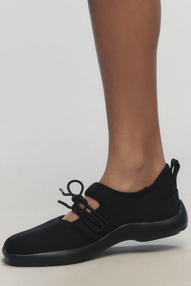 All Black Split-Toe Ankle-Wrap Flats #1