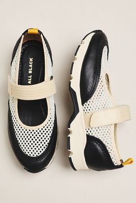 All Black Mesh Mary Jane Sneakers