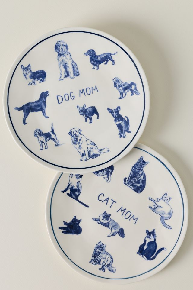 Molly Hatch Stoneware Dog and Cat Mom Dessert Plates #2