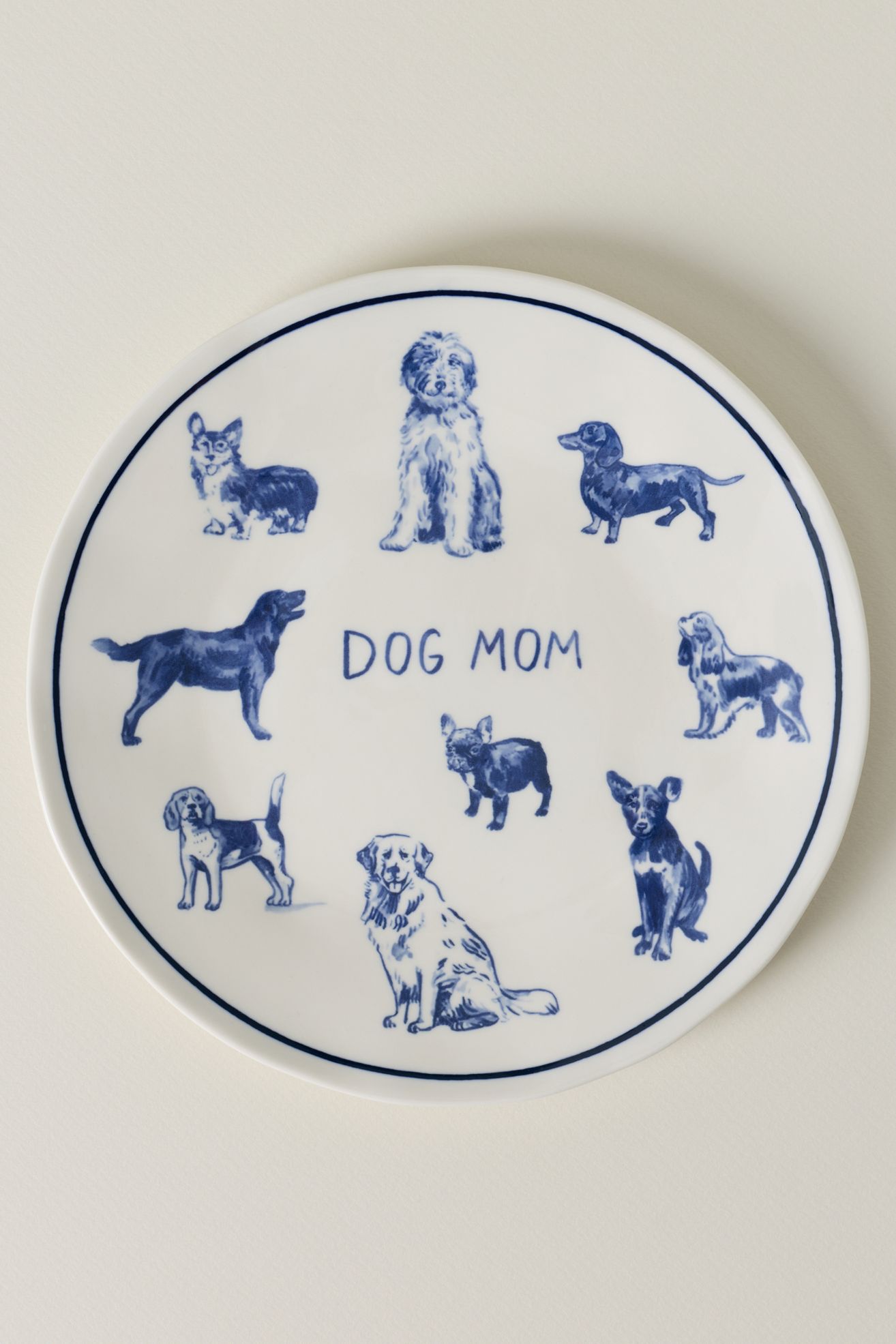 Molly Hatch Stoneware Dog Mom Dessert Plates - Dog Mom, Standard, One Size