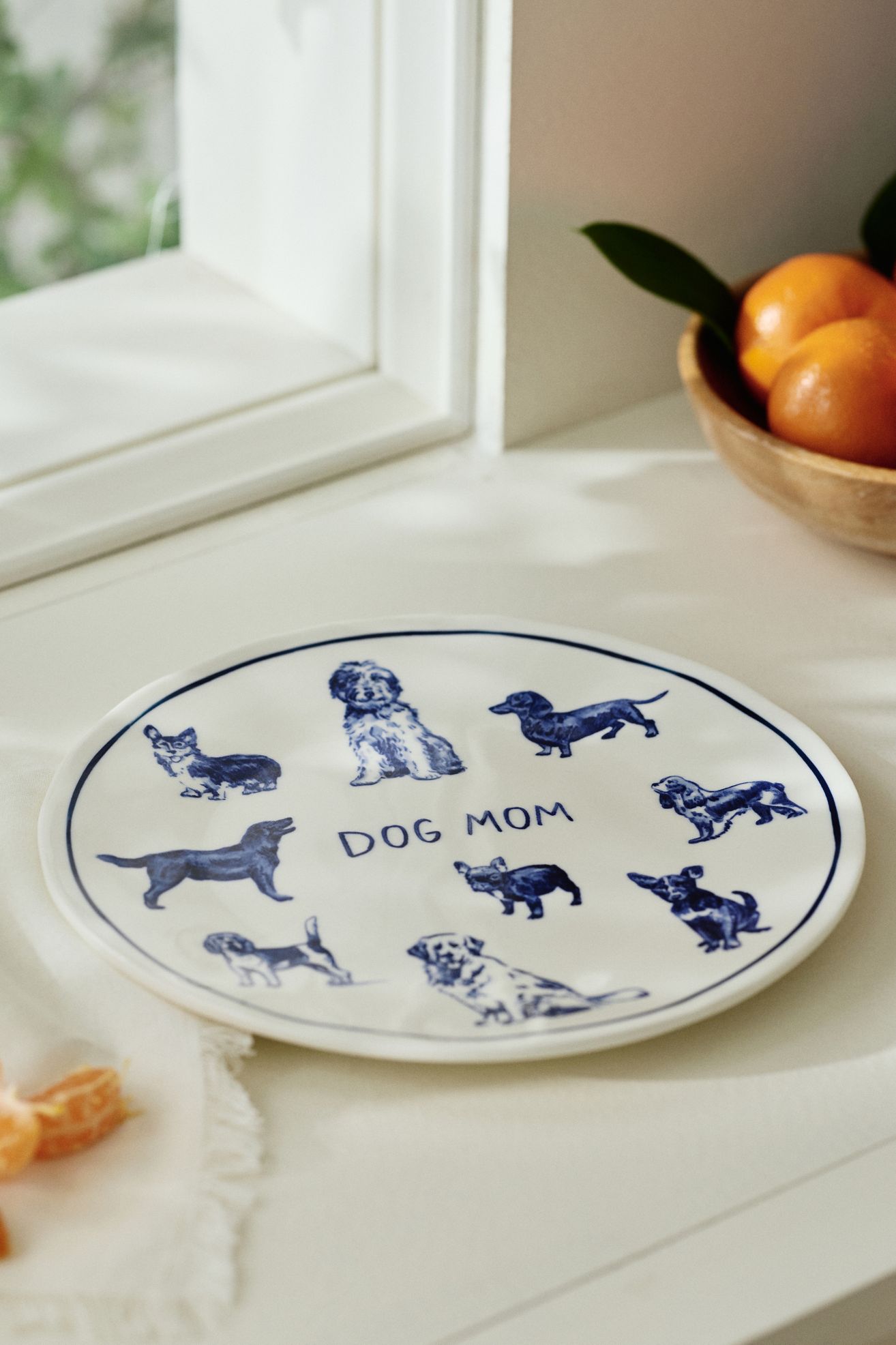 Molly Hatch Stoneware Dog and Cat Mom Dessert Plates - Dog Mom, One Size